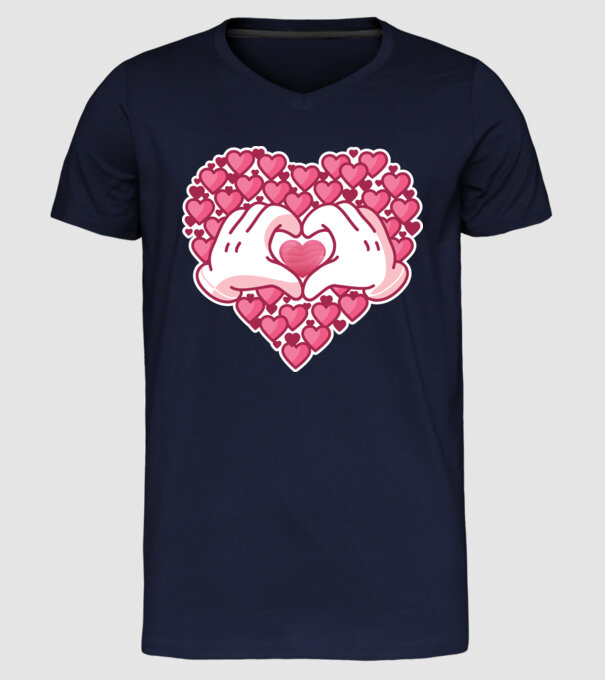 'Inimi îndrăgostite pentru Valentine''s Day' model albastru închis pe tricou