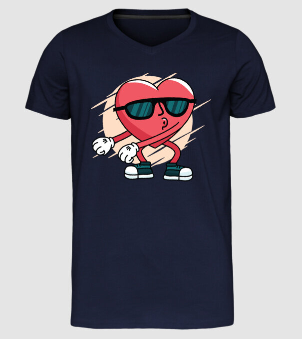 Inimă DAB Floss Heart tricou model albastru închis pe tricou