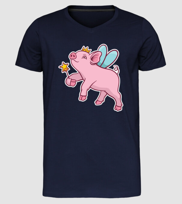 Porcușor zână model albastru închis pe tricou