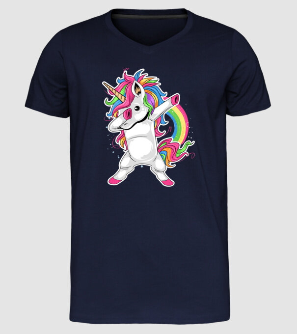 Unicorn Dab model albastru închis pe tricou