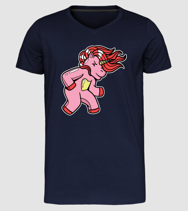 Unicorn model albastru închis pe tricou