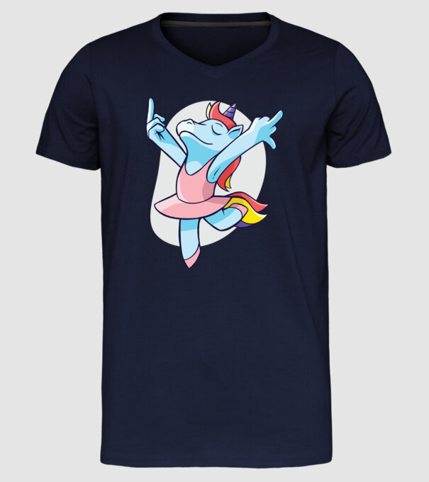 Unicorn Balet dans model albastru închis pe tricou
