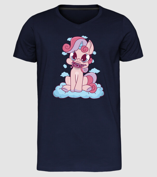 Unicorn cu bomboane model albastru închis pe tricou