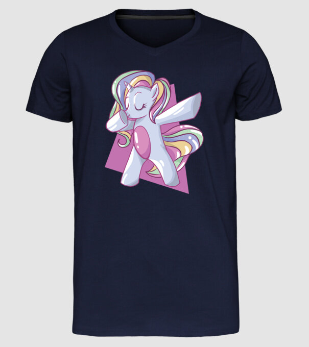 Unicorn DAB model albastru închis pe tricou