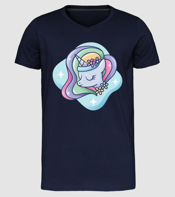 Cap de unicorn model albastru închis pe tricou