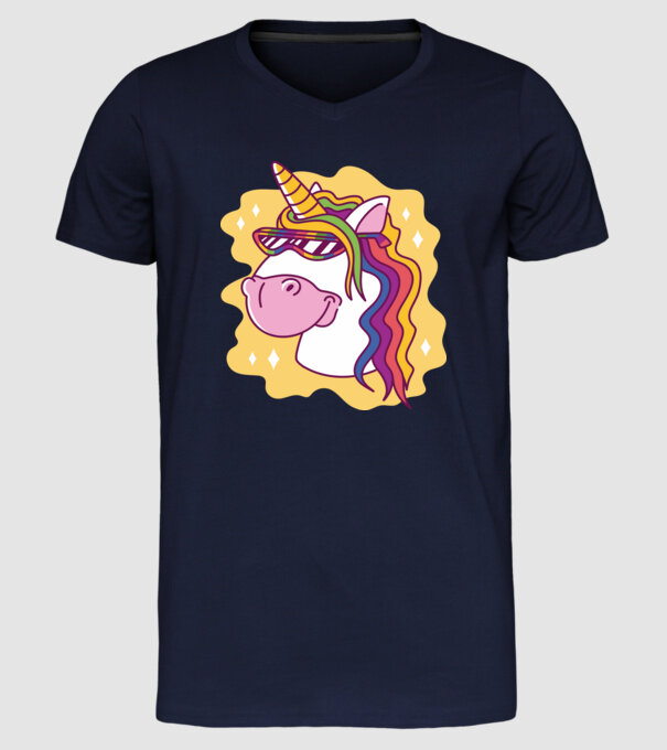 Cap de unicorn model albastru închis pe tricou