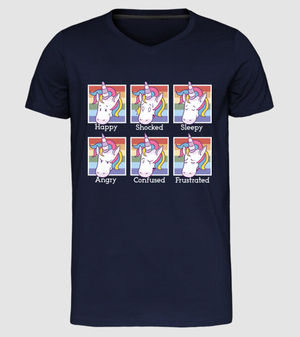 Capete de unicorn model albastru închis pe tricou