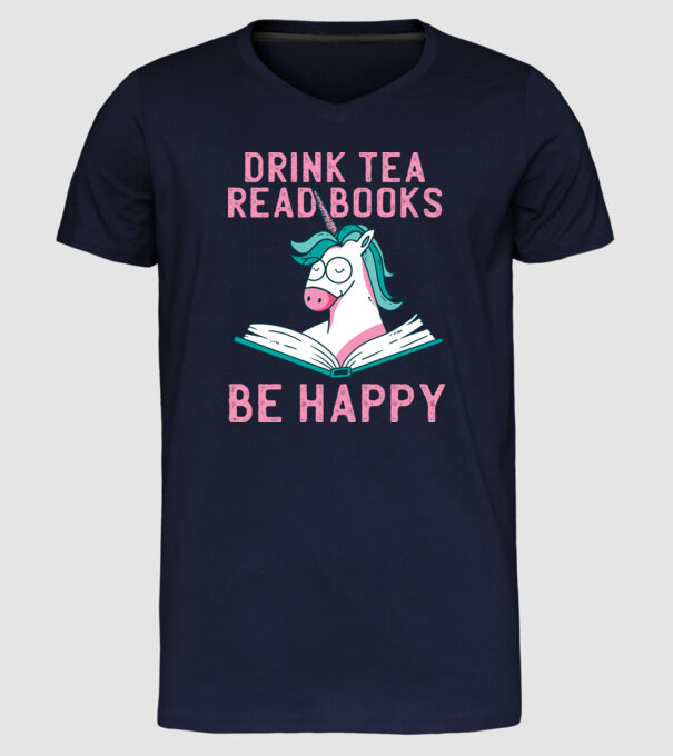 Unicorn Lectură Carte model albastru închis pe tricou