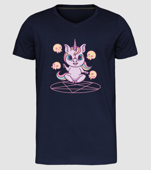 Unicorn invocare model albastru închis pe tricou