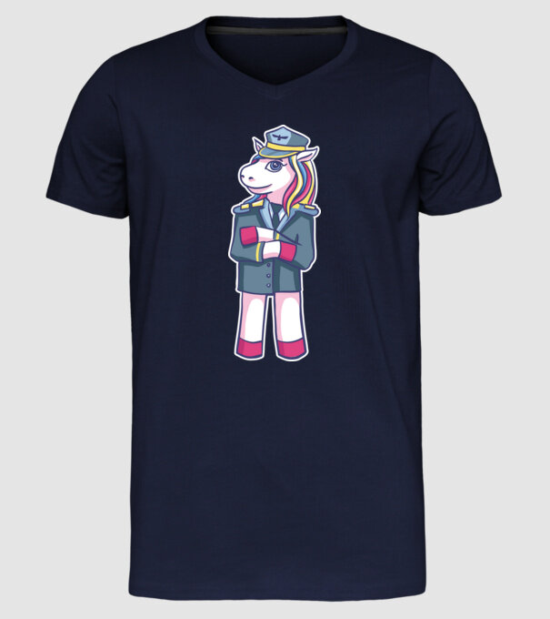 Unicorn Pilot model albastru închis pe tricou