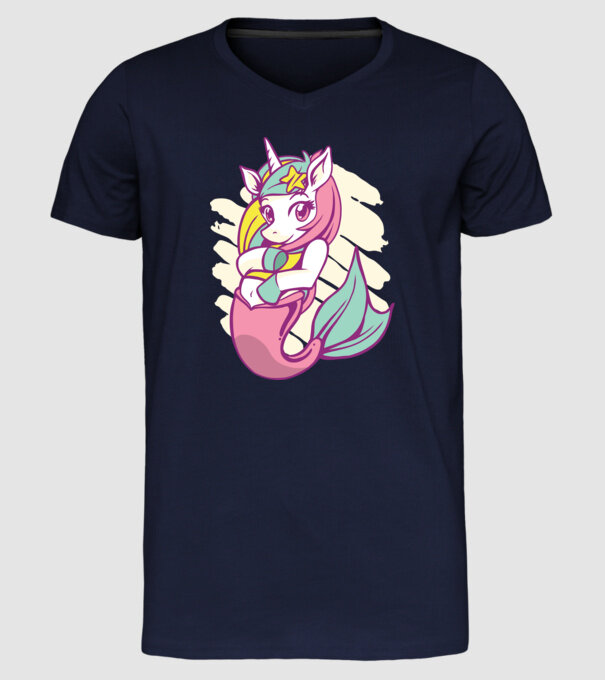 Unicorn Sirenă model albastru închis pe tricou