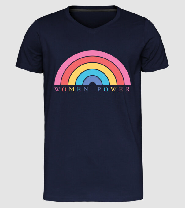 Women Power Curcubeu Ziua Femeii model albastru închis pe tricou