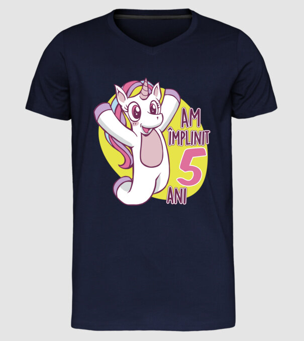 Am împlinit 5 ani model albastru închis pe tricou