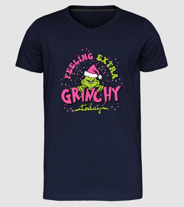 Feeling extra Grinchy today model albastru închis pe tricou
