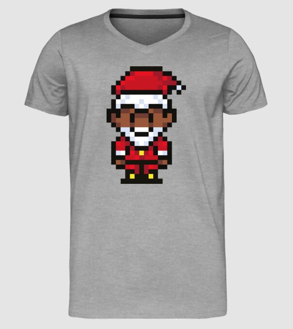 8bit pixel Moș Crăciun model gri pe tricou