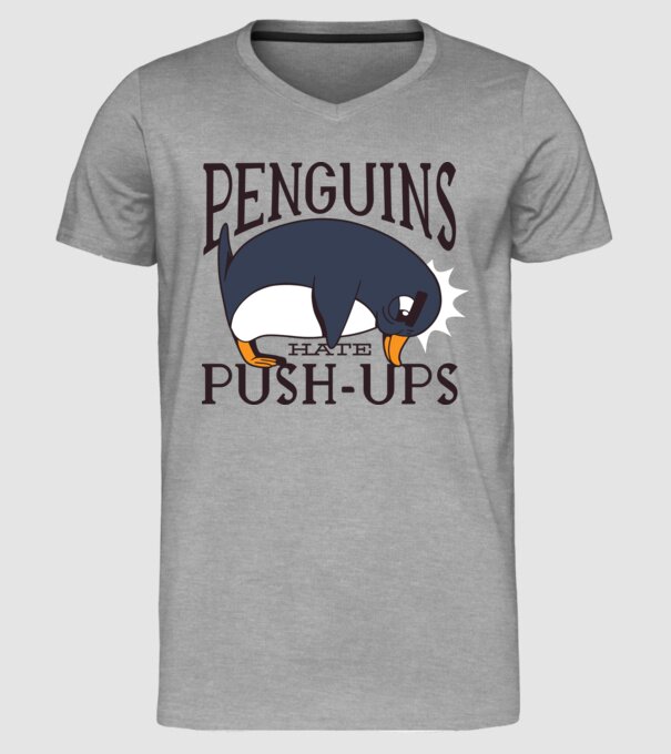 Pinguinii urăsc flotările model gri pe tricou