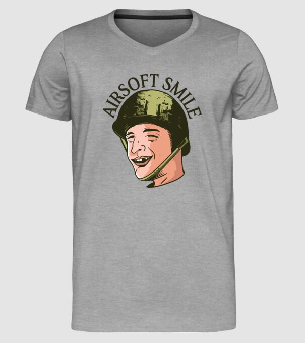Zâmbet Airsoft model gri pe tricou
