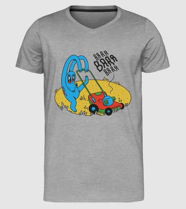 Alien cu Mașină de tuns iarba model gri pe tricou