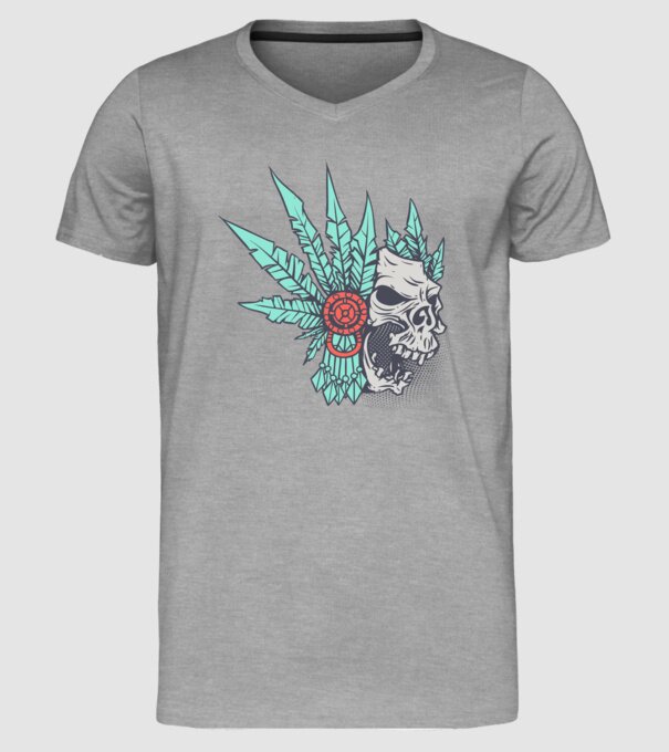 Ancient Skull model gri pe tricou