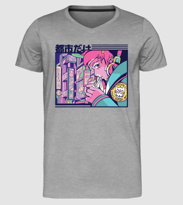 Anime Țigaretă model gri pe tricou