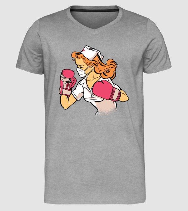 Asistentă Boxer model gri pe tricou