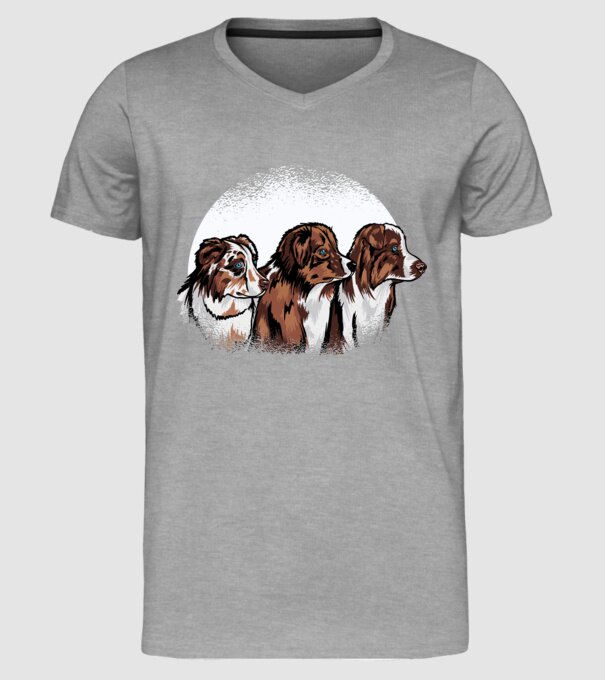 Câine ciobănesc Australian model gri pe tricou