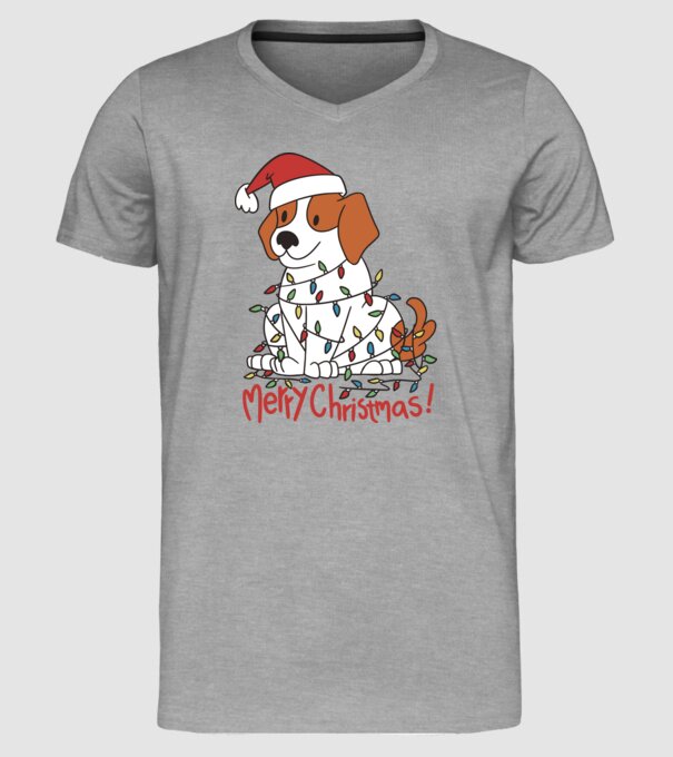 Beagle Crăciun Fericit! model gri pe tricou