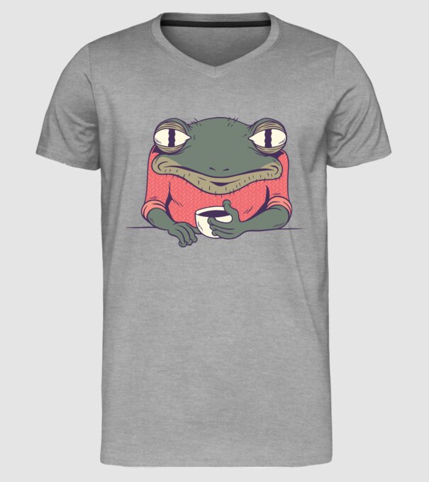 Broască Cafea model gri pe tricou