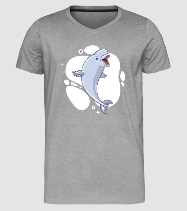 Balenă Beluga model gri pe tricou