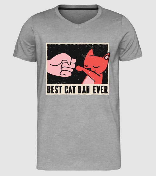 Best Cat Dad Ever - Cel mai bun stăpân de pisică model gri pe tricou