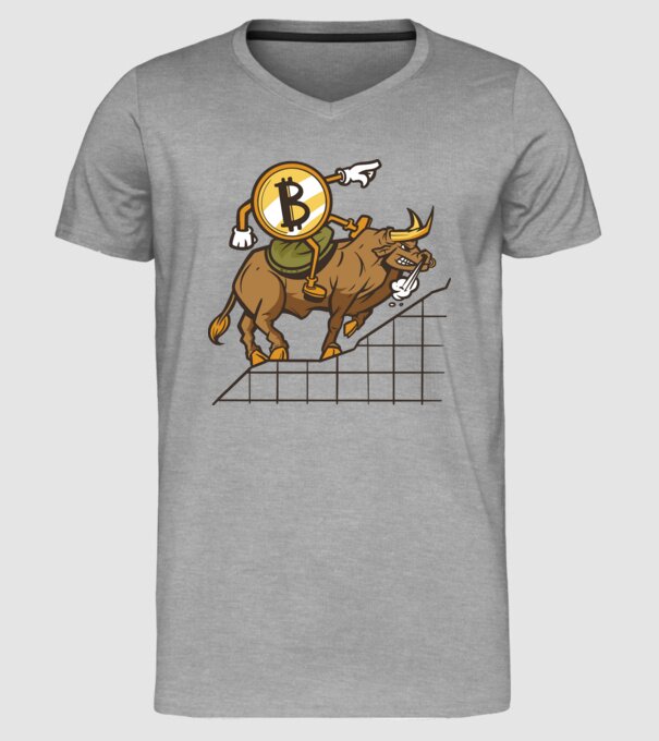 Taur Bitcoin model gri pe tricou
