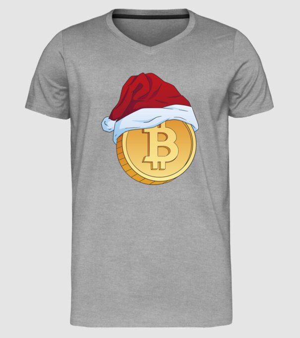 Crăciun Bitcoin model gri pe tricou