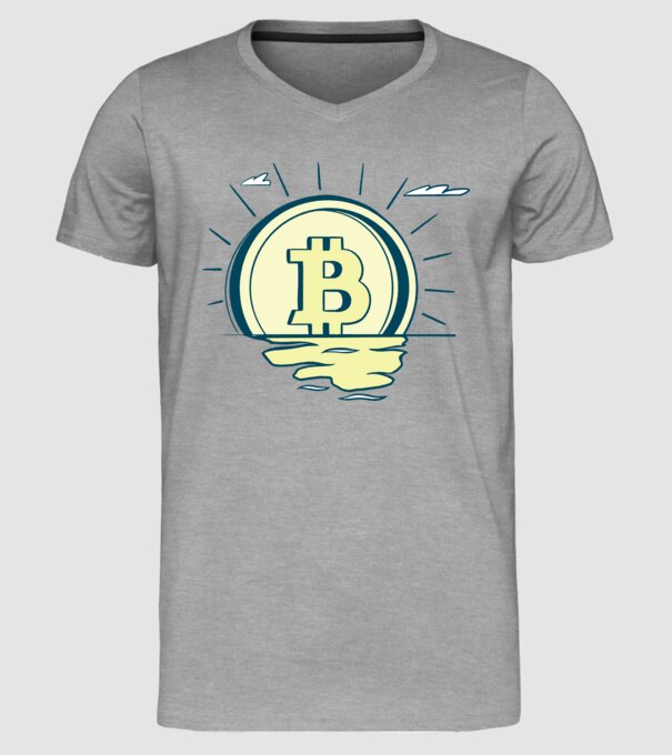 Bitcoin sunrise model gri pe tricou