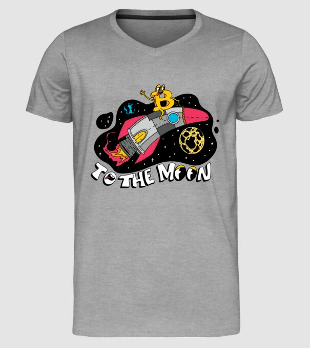 Bitcoin to the moon model gri pe tricou