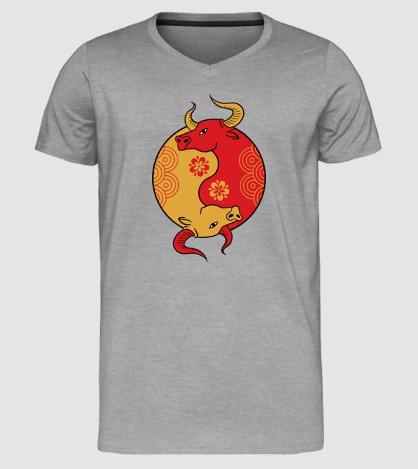 Bivol Yin Yang model gri pe tricou