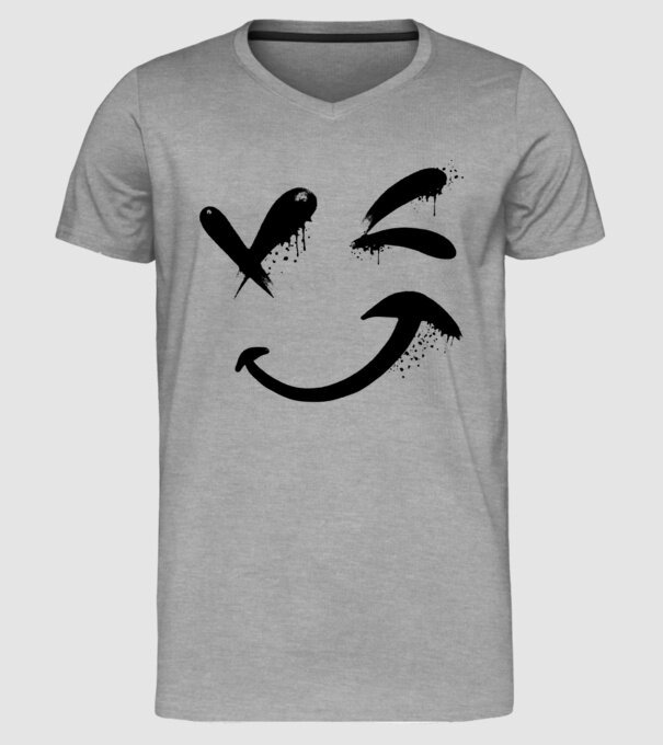 Emoji fericit Râs model gri pe tricou