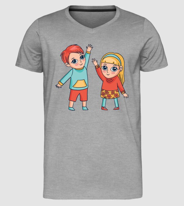 Copii fericiți model gri pe tricou