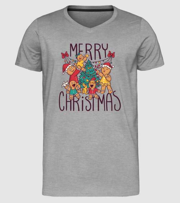 Crăciun Fericit model gri pe tricou
