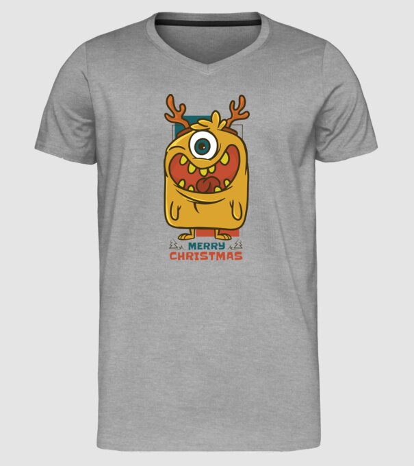 Crăciun Fericit Monstru model gri pe tricou