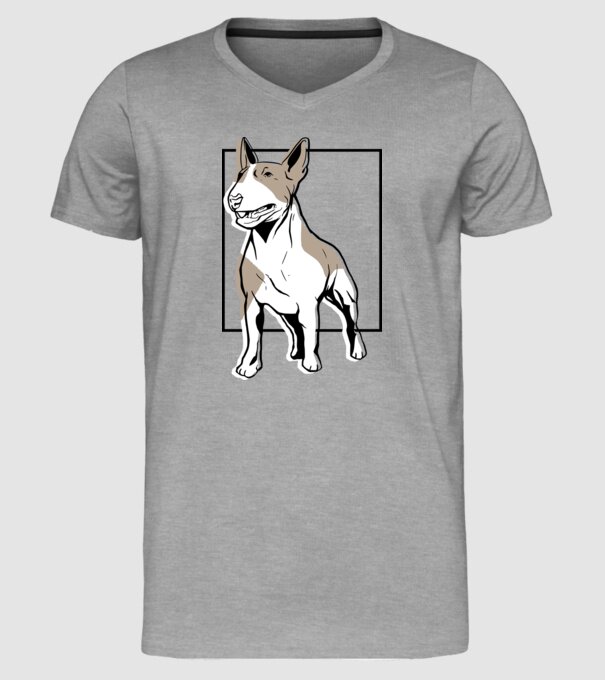 Tricou cu Câine Bull Terrier model gri pe tricou