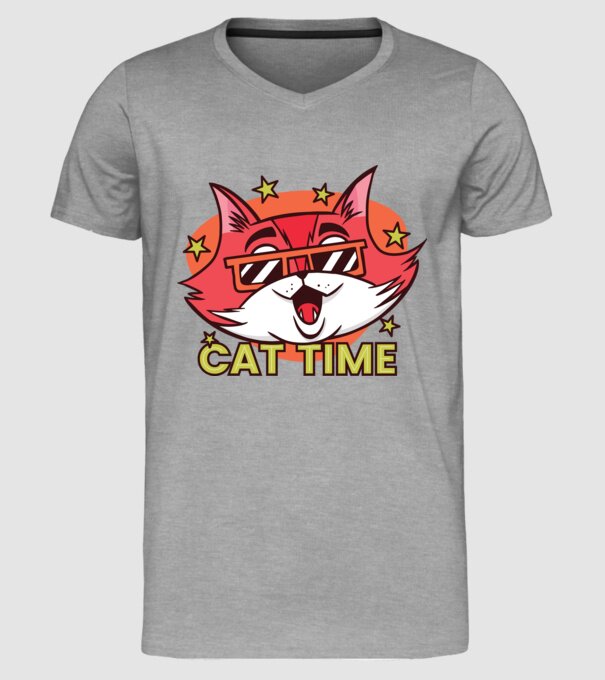 Cat Time Momentul pisicii model gri pe tricou