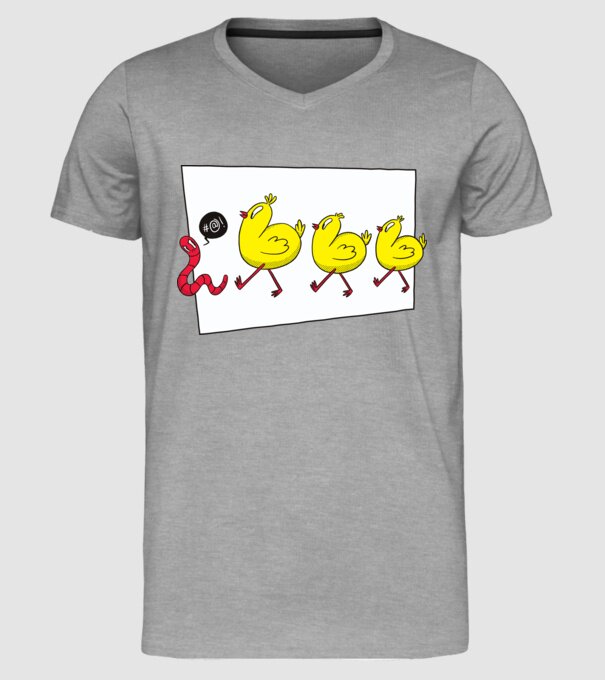 Pui cu vierme model gri pe tricou