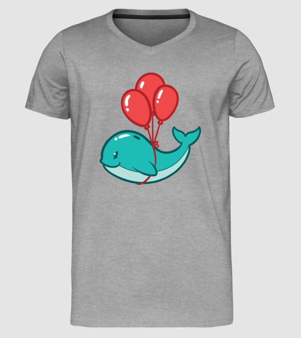 Balenă Drăguță cu Balon model gri pe tricou