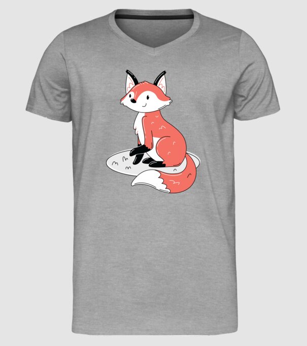 Vulpe drăguță model gri pe tricou