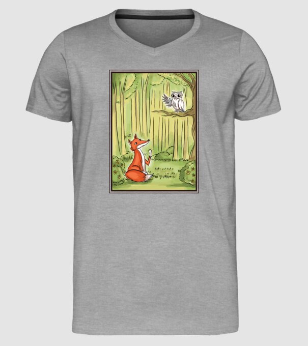 Vulpe drăguț cu bufniță model gri pe tricou
