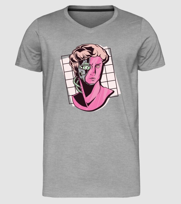 Statuie Cyborg model gri pe tricou