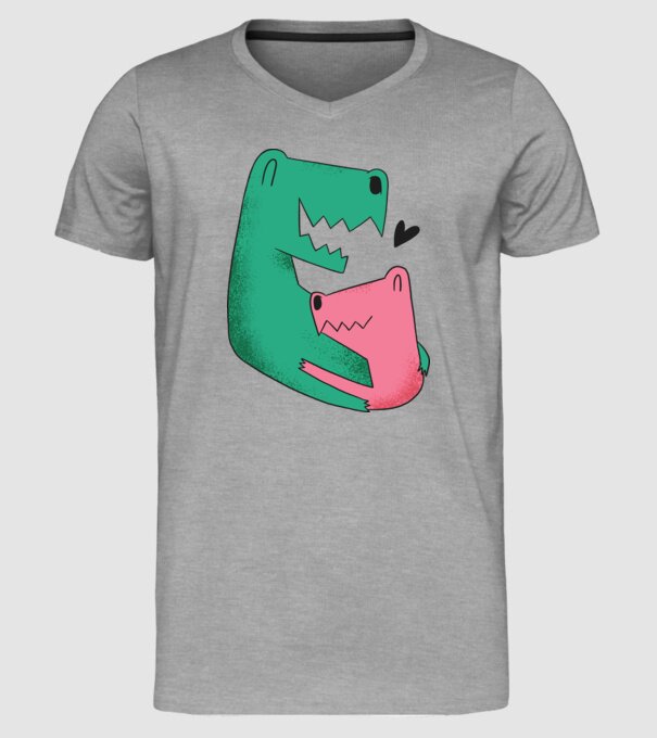 Dinozaur Tată Fiu model gri pe tricou
