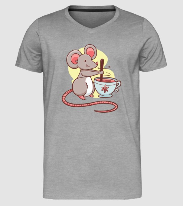 Șoarece cu ceai model gri pe tricou