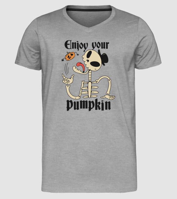 Enjoy your pumpkin Skeleton model gri pe tricou