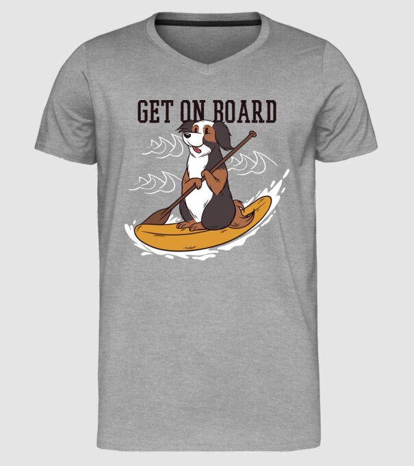 Câine vâslind model gri pe tricou